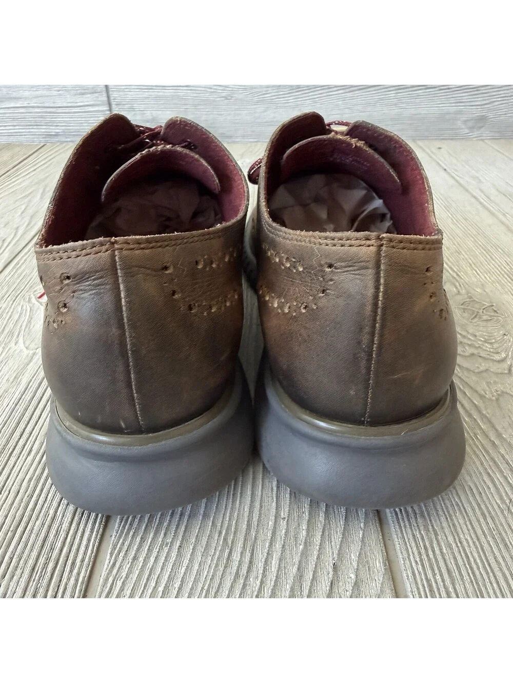 Cole Haan Grand.OS ZeroGrand Wingtip Oxford Brown Leather Shoes Men’s 10.5